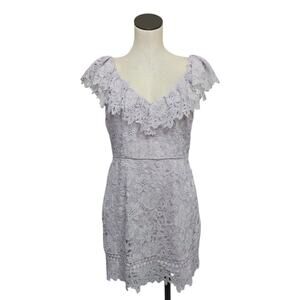 SAYLOR Adwoa Lilac Lace Mini Dress Sz Large Purple Ruffle Coquette Girly‎ Flirty